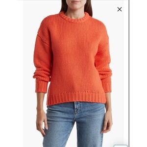The Cashmere Project Womens Cashmere Crew Neck Long Sleeve Sweater Bright Orange